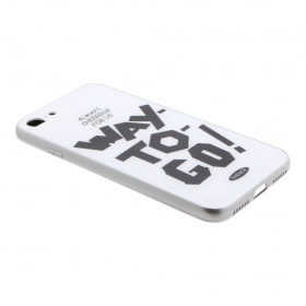 Накладка iPhone 7/8 пластиковая с резиновым бампером стеклянная Way-to-go! белая