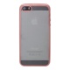 Накладка iPhone 5/5S/SE силиконовая прозрачная с хромированным бампером рельефная розовая