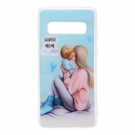 Накладка Samsung G973F/S10 силиконовая лаковая антигравитационная Super mom #boy mom