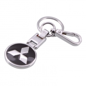 Брелок для ключей с кольцом и карабином хром Mitsubishi