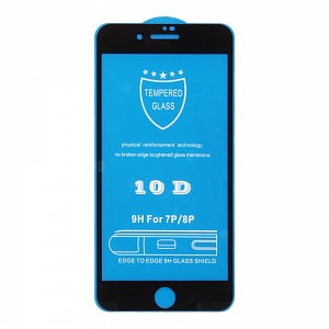 Закаленное стекло iPhone 7/8 Plus 2D черное 9H Premium Glass