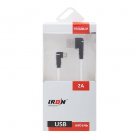 Кабель micro USB Iron Selection Premium с угловым штекером белый 1000 мм