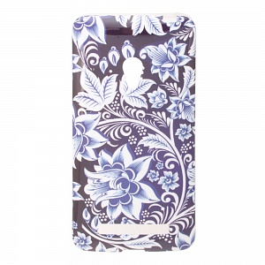 Накладка Asus Zenfone 5/A500CG силиконовая рисунки Цветы голубая
