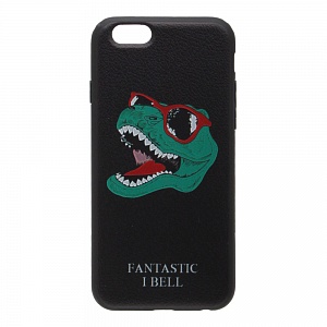 Накладка iPhone 6/6S резиновая рисунки матовая противоударная Динозавр Fantastic i'bell черная