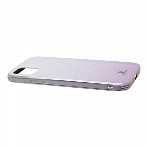 Накладка iPhone 11 Pro Max пластиковая блестящая Омбре Swarovski бело-сиреневая