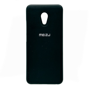 Накладка Meizu MX6 резиновая под кожу с логотипом черная
