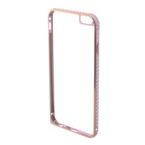Бампер на iPhone 6/6S металлический с кружочками розовая