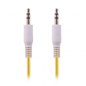 AUX кабель 3,5 на 3,5 мм силиконовый, гелевый, желтый, 1000 мм