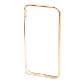 Бампер на iPhone 6/6S металлический стразы золото с узором