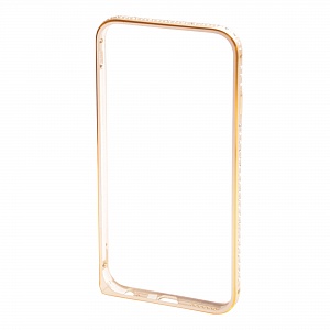 Бампер на iPhone 6/6S металлический стразы золото с узором