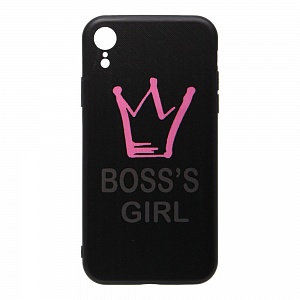 Накладка iPhone XR пластиковая с резиновым бампером Boss's girl