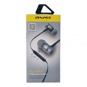 Наушники Awei ES-70TY вакуумные с микрофоном серебро