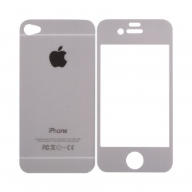 Закаленное стекло iPhone 4/4S двуст блестящее серебро