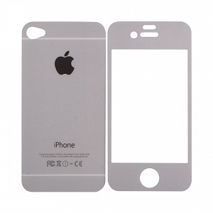 Закаленное стекло iPhone 4/4S двуст блестящее серебро