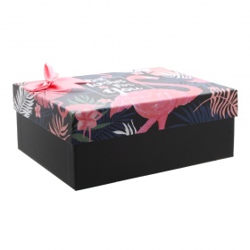 Коробка подарочная с бантиком H1-KKA-1 Фламинго 22*15*9