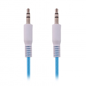 AUX кабель 3,5 на 3,5 мм силиконовый гелевый синий 1000 мм