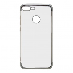 Накладка Huawei Honor 9 Lite силиконовая прозрачная с хромированной вставкой серебро