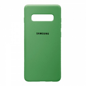 Накладка Samsung G975F/S10 Plus резиновая матовая Soft touch с логотипом зеленая