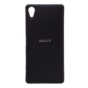 Накладка Sony X резиновая под кожу с логотипом черная 