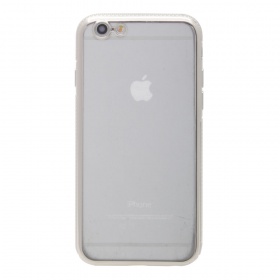 Накладка iPhone 6/6S силиконовая прозрачная с хромированным бампером рельефная 