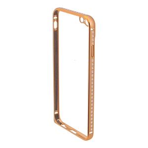 Бампер на iPhone 6/6S металлический со стразами золото