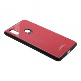Накладка Xiaomi Mi 8 SE пластиковая с резиновым бампером стеклянная красная