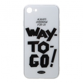 Накладка iPhone 7/8 пластиковая с резиновым бампером стеклянная Way-to-go! белая