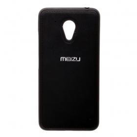 Накладка Meizu M3s резиновая под кожу с логотипом черная