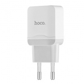 СЗУ с 2 USB 2,4A + кабель Lightning 8-pin Hoco C33A белый