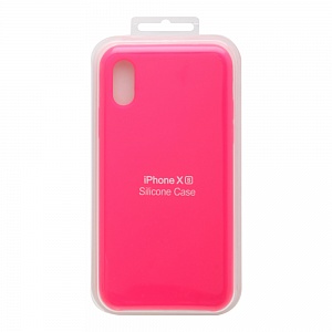 Накладка iPhone X/XS Silicone Case прорезиненная ярко-розовая