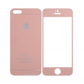 Закаленное стекло iPhone 5/5S/SE двуст зеркальное розовое