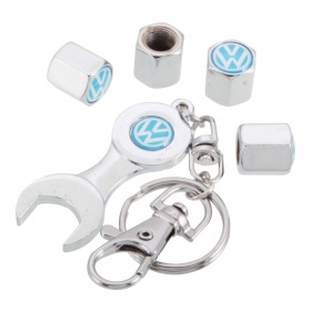 Набор брелок для ключей с карабином и колпачки на нипель Volkswagen синий