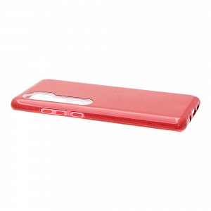 Накладка Xiaomi Mi Note 10/10 Pro силиконовая с пластиковой вставкой блестящая красная