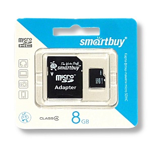 К.П. 8 Гб MicroSDHC SmartBuy сlass 4+SD адаптер