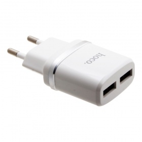 СЗУ с 2 USB 2,4A + кабель Lightning 8-pin Hoco C12 белый