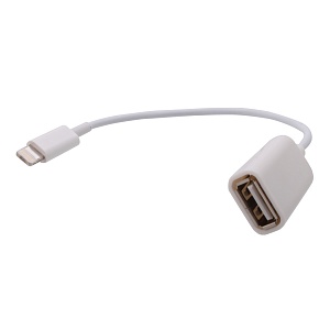 Кабель OTG (USB вход - Lightning 8-pin выход) белый