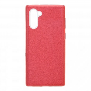 Накладка Samsung Note 10 силиконовая с пластиковой вставкой блестящая красная