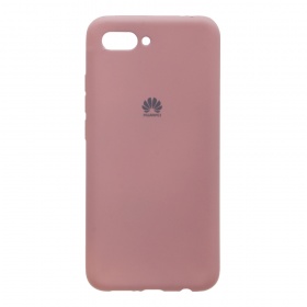 Накладка Huawei Honor 10 резиновая матовая Soft touch с логотипом розовое кружево