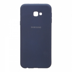 Накладка Samsung J4 Plus 2018/J415F резиновая матовая Soft touch с логотипом темно-синяя