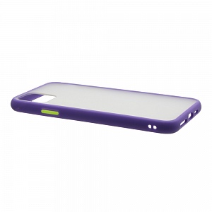 Накладка iPhone 11 Pro Max пластиковая матовая прозрачная стенка с фиолетовым бампером