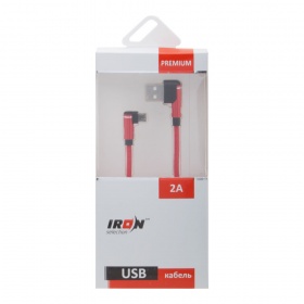 Кабель micro USB Iron Selection Premium с угловым штекером красный 1000 мм