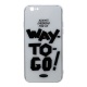Накладка iPhone 6/6S пластиковая с резиновым бампером стеклянная Way-to-go! белая