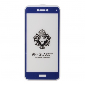 Закаленное стекло Huawei Honor 8 Lite 2D синее 9H Premium Glass