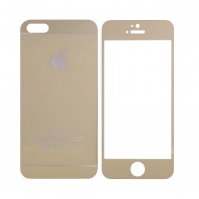 Закаленное стекло iPhone 5/5S/SE двуст узоры золото Glass