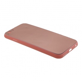 Накладка iPhone 6/6S пластиковая с силиконовым бампером зеркальная розовая