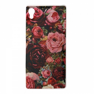 Накладка Sony Z5 силиконовая рисунки Цветы розы красные