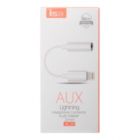 Аудио-переходник джек 3,5мм/iPhone Lightning ISA AC-01 белый