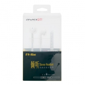 Наушники Awei ES-15hi невакуумные с микрофоном белые