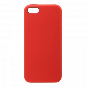 Накладка iPhone 5/5S/SE Silicone Case прорезиненная красная
