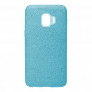 Накладка Samsung J2 Core/J260F силиконовая с пластиковой вставкой блестящая голубая